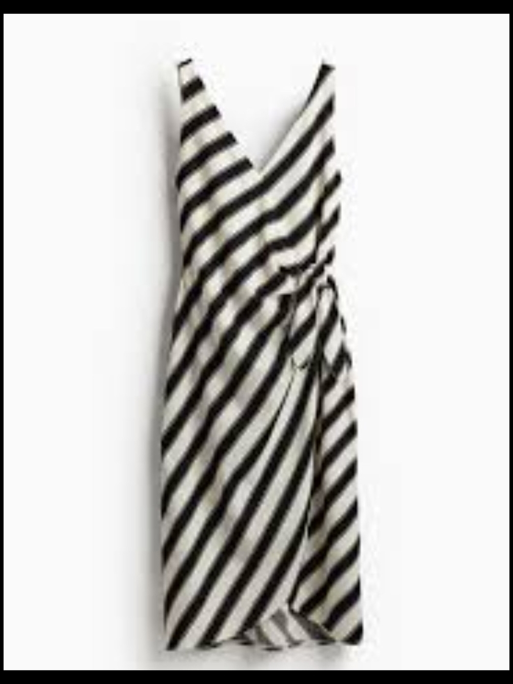 H&M Black and White Striped Wrap Midi Dress